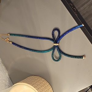Green and Blue Betsey Johnson bow necklace